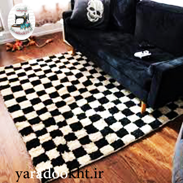 پادری مدل شطرنج chess طرح خز پرزبلند مناسب برای فضای داخلی Image 5