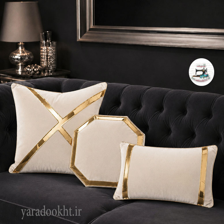کوسن مخمل نوار براق lather مجموعه 3 عددی Image 8