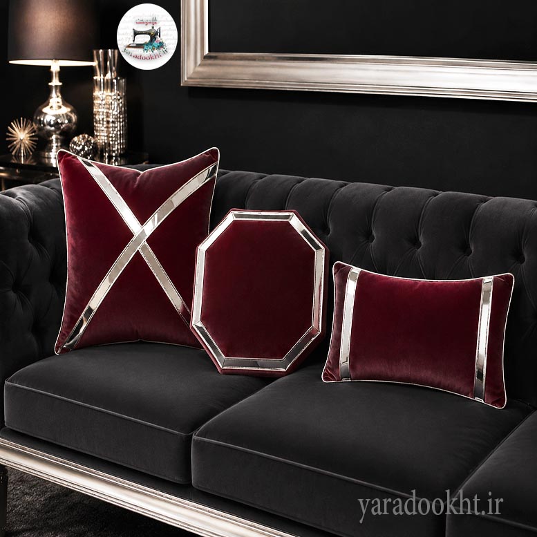 کوسن مخمل نوار براق lather مجموعه 3 عددی Image 6