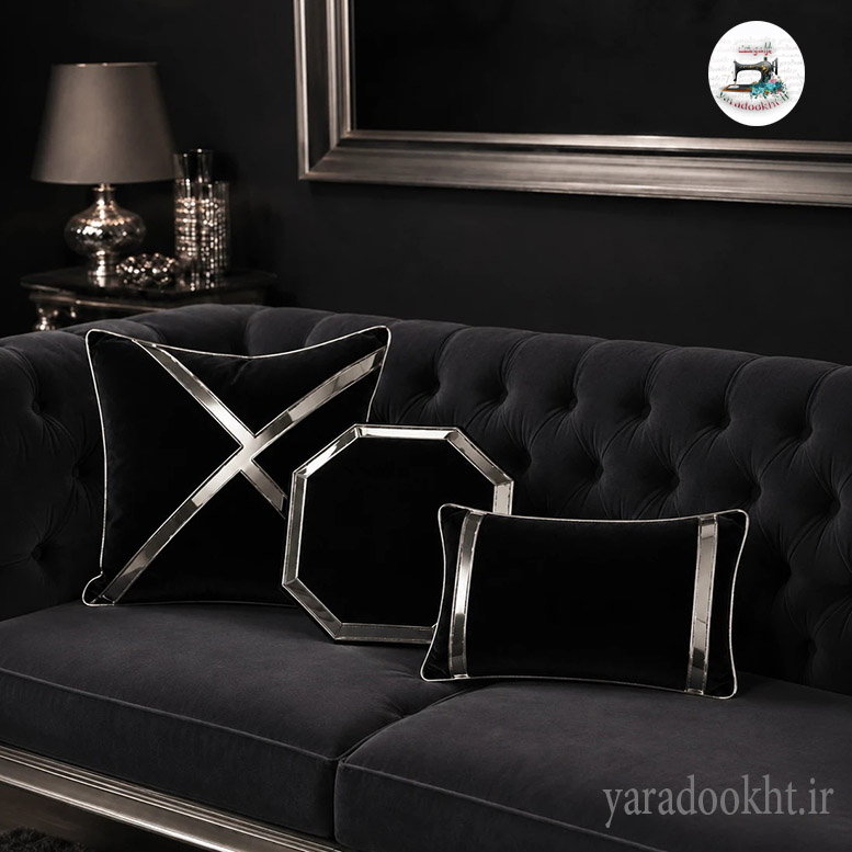 کوسن مخمل نوار براق lather مجموعه 3 عددی Image 2