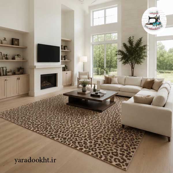 فرش پلنگی Leopard carpet design خزپرز کوتاه زیر چرم Image 14