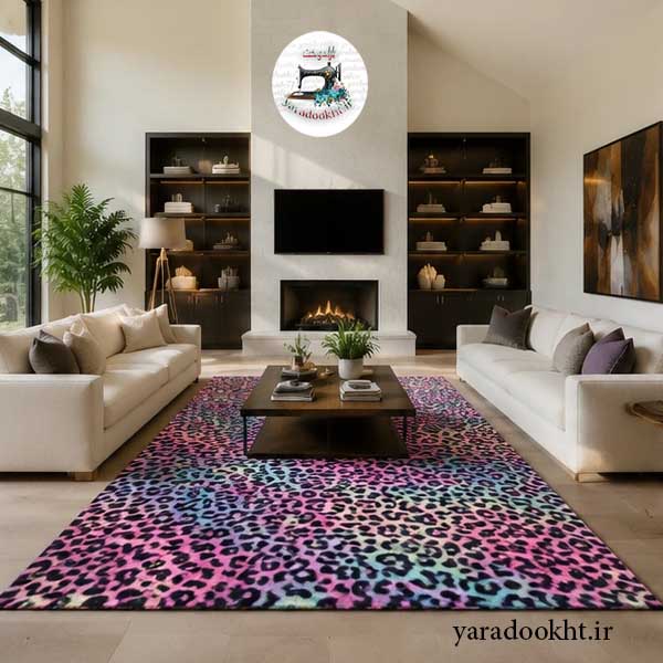فرش پلنگی Leopard carpet design خزپرز کوتاه زیر چرم Image 15
