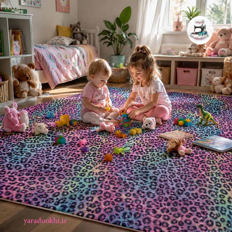 فرش پلنگی Leopard carpet design خزپرز کوتاه زیر چرم Image 2