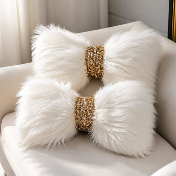 کوسن پاپیون Fur گره پولکی مجموعه 2 عددی