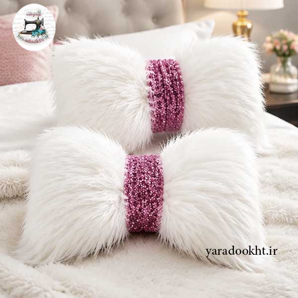 کوسن پاپیون Fur گره پولکی مجموعه 2 عددی Image 12