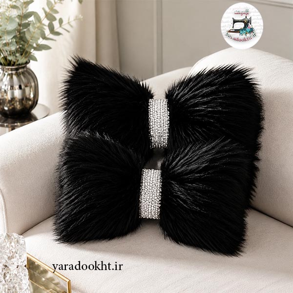 کوسن پاپیون Fur گره پولکی مجموعه 2 عددی Image 5