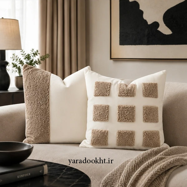 کوسن طرح برجسته sherpa and velvet مجموعه 2 عددی