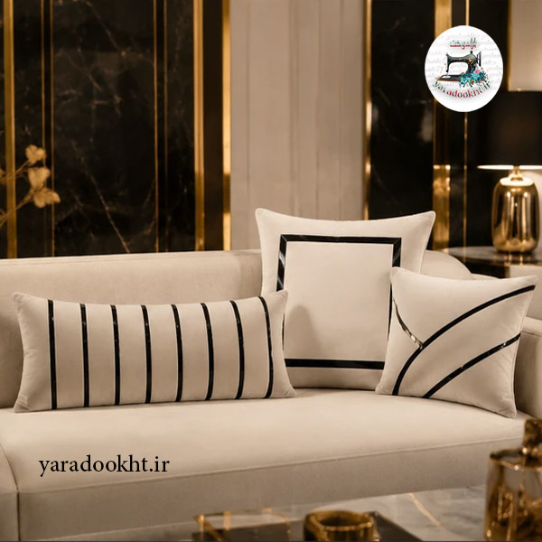 کوسن مخمل نوار براق velvet مجموعه 3 عددی Image 11