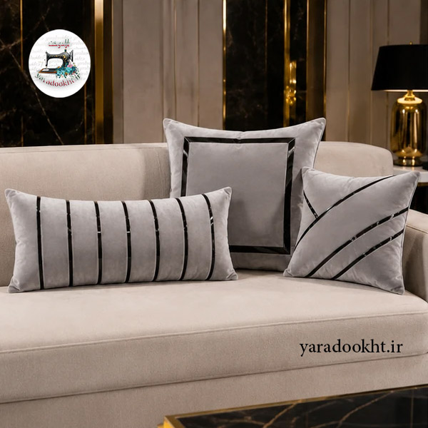 کوسن مخمل نوار براق velvet مجموعه 3 عددی Image 12