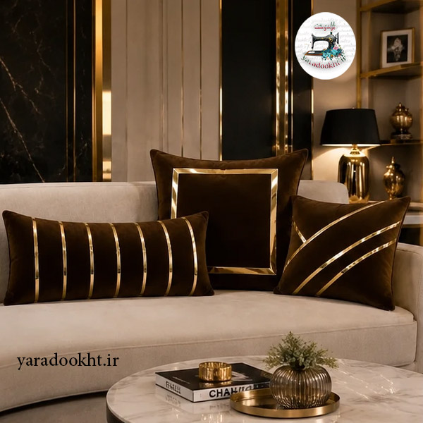 کوسن مخمل نوار براق velvet مجموعه 3 عددی Image 13
