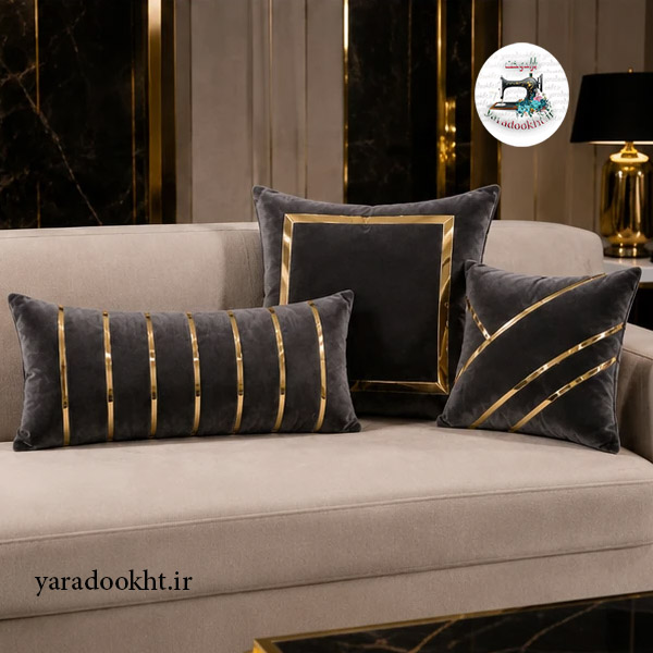 کوسن مخمل نوار براق velvet مجموعه 3 عددی Image 15