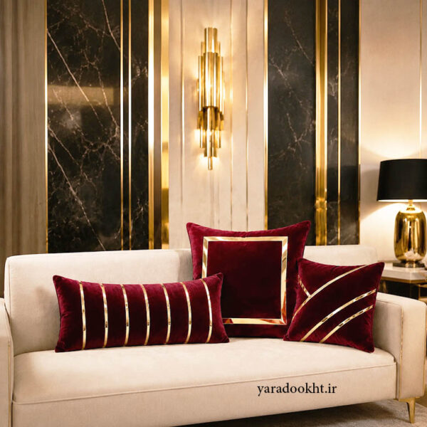 کوسن مخمل نوار براق velvet مجموعه 3 عددی