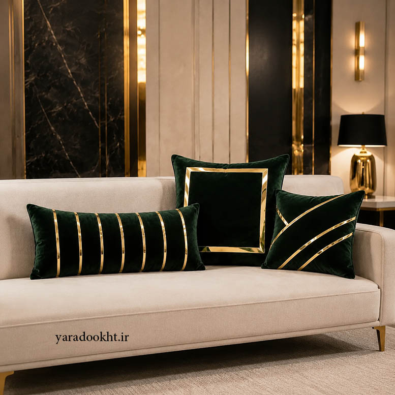 کوسن مخمل نوار براق velvet مجموعه 3 عددی Image 20