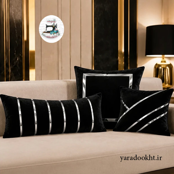 کوسن مخمل نوار براق velvet مجموعه 3 عددی Image 7