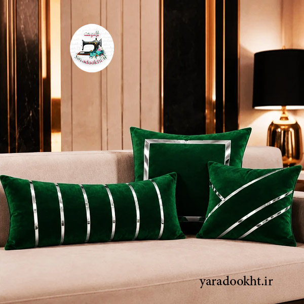 کوسن مخمل نوار براق velvet مجموعه 3 عددی Image 6