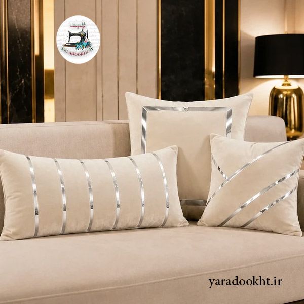 کوسن مخمل نوار براق velvet مجموعه 3 عددی Image 4